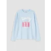 LCW Kids Mavi Bisiklet Yaka Kız Çocuk Pijama Takım