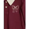LCW Kids Bordo Polo Yaka Nakışlı Kız Çocuk Takım