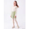 LCW Kids Ekru Fırfırlı Çiçekli Kız Çocuk Şort Takım
