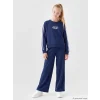 LCW Kids İndigo New York Baskılı Kız Çocuk Soft Touch Takım