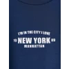 LCW Kids İndigo New York Baskılı Kız Çocuk Soft Touch Takım