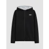 LCW Kids Siyah Kapüşonlu Baskılı Erkek Çocuk Fermuarlı Sweatshirt