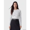 LCW EVERYDAY Ekru Bisiklet Yaka Çizgili Kadın Body