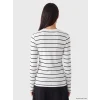 LCW EVERYDAY Ekru Bisiklet Yaka Çizgili Kadın Body