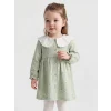 LCW baby Yeşil Bebe Yaka Çiçekli Kız Bebek Elbise