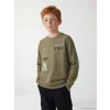 LCW Kids Haki Erkek Çocuk Minecraft Baskılı Sweatshirt