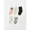 LCW baby Pembe Desenli Kız Bebek Soket Çorap 5li