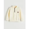 LCW Kids Bej Dik Yaka Erkek Çocuk Polar Sweatshirt