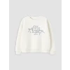 LCW Kids Ekru Bisiklet Yaka Nakışlı Kız Çocuk Kalın Sweatshirt