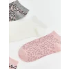 LCW DREAM Gri Leopar Desenli Kadın Patik Çorap 5li