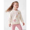 LCW Kids Ekru Kız Çocuk Baskılı Sweatshirt