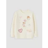 LCW Kids Ekru Kız Çocuk Baskılı Sweatshirt