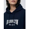 LCW Modest Lacivert Kapüşonlu Brooklyn Baskılı Kadın Sweatshirt Tunik