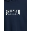 LCW Modest Lacivert Kapüşonlu Brooklyn Baskılı Kadın Sweatshirt Tunik