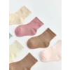 LCW baby Ekru Fırfırlı Kız Bebek Soket Çorap 7li