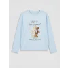 LCW Kids Mavi Bisiklet Yaka Baskılı Kız Çocuk Pijama Takımı