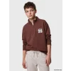 LCW Kids Kahverengi Dik Yaka Baskılı Erkek Çocuk Kalın Sweatshirt