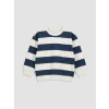 LCW Kids Lacivert Bisiklet Yaka Çizgili Erkek Çocuk Sweatshirt