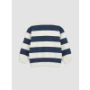 LCW Kids Lacivert Bisiklet Yaka Çizgili Erkek Çocuk Sweatshirt