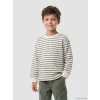 LCW Kids Antrasit Bisiklet Yaka Çizgili Erkek Çocuk Tişört