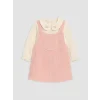 LCW baby Pembe Kız Bebek Kadife Salopet Takım