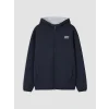 LCW Kids Lacivert Kapüşonlu Baskılı Erkek Çocuk Fermuarlı Sweatshirt