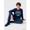 LCW Kids Lacivert Bisiklet Yaka Erkek Çocuk Pijama Takım