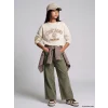 LCW Kids Ekru Chicago Baskılı Kız Çocuk Kalın Sweatshirt