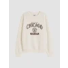 LCW Kids Ekru Chicago Baskılı Kız Çocuk Kalın Sweatshirt