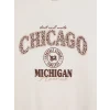 LCW Kids Ekru Chicago Baskılı Kız Çocuk Kalın Sweatshirt