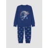 LCW Kids Lacivert Bisiklet Yaka Baskılı Erkek Çocuk Pijama Takım