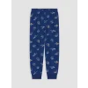 LCW Kids Lacivert Bisiklet Yaka Baskılı Erkek Çocuk Pijama Takım