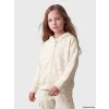 LCW Kids Ekru Kapüşonlu Çiçekli Kız Çocuk Fermuarlı Sweatshirt