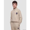 LCW Kids Bej Dik Yaka Nakışlı Erkek Çocuk Kalın Sweatshirt