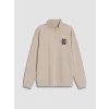 LCW Kids Bej Dik Yaka Nakışlı Erkek Çocuk Kalın Sweatshirt