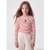 LCW Kids Kırmızı Bisiklet Yaka Çizgili Kız Çocuk Tişört