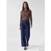 LCW EVERYDAY Kahverengi Bisiklet Yaka Çizgili Kadın Body