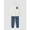 LCW Kids Ekru Bisiklet Yaka Erkek Çocuk Pijama Takımı
