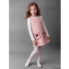LCW Kids Pembe Nakışlı Kız Çocuk Salopet Elbise Takım
