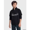 LCW Kids Siyah Dik Yaka Baskılı Erkek Çocuk Kalın Sweatshirt