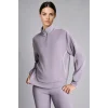 Defacto H4537AXPR522 Mor Ultra Yumuşak Standart Fit Yarım Fermuarlı Biyeli Dik Yaka Modal Sporcu Basic Sweatshirt