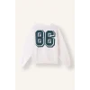 Defacto I7510AXWT32 Beyaz Oversize Bisiklet Yaka Baskılı Sweatshirt