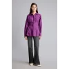 Defacto G8610AXPR201 Mor %100 Pamuk Fıtted Poplin Gömlek