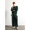 Defacto F0116AXGN852 Yeşil Boxy Fıt Polo Yaka Baskılı Sweatshirt