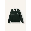 Defacto F0116AXGN852 Yeşil Boxy Fıt Polo Yaka Baskılı Sweatshirt