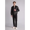Defacto Y5367AZBK27 Siyah Su Geçirmez Slim Fit Kolej Yaka Ribanalı Fermuarlı Suni Deri Bomber Mont