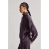 Defacto H4537AXPR467 Mor Ultra Yumuşak Standart Fit Yarım Fermuarlı Biyeli Dik Yaka Modal Sporcu Basic Sweatshirt