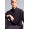Defacto H4537AXPR467 Mor Ultra Yumuşak Standart Fit Yarım Fermuarlı Biyeli Dik Yaka Modal Sporcu Basic Sweatshirt