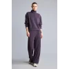 Defacto H4537AXPR467 Mor Ultra Yumuşak Standart Fit Yarım Fermuarlı Biyeli Dik Yaka Modal Sporcu Basic Sweatshirt