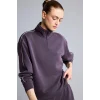 Defacto H4537AXPR467 Mor Ultra Yumuşak Standart Fit Yarım Fermuarlı Biyeli Dik Yaka Modal Sporcu Basic Sweatshirt